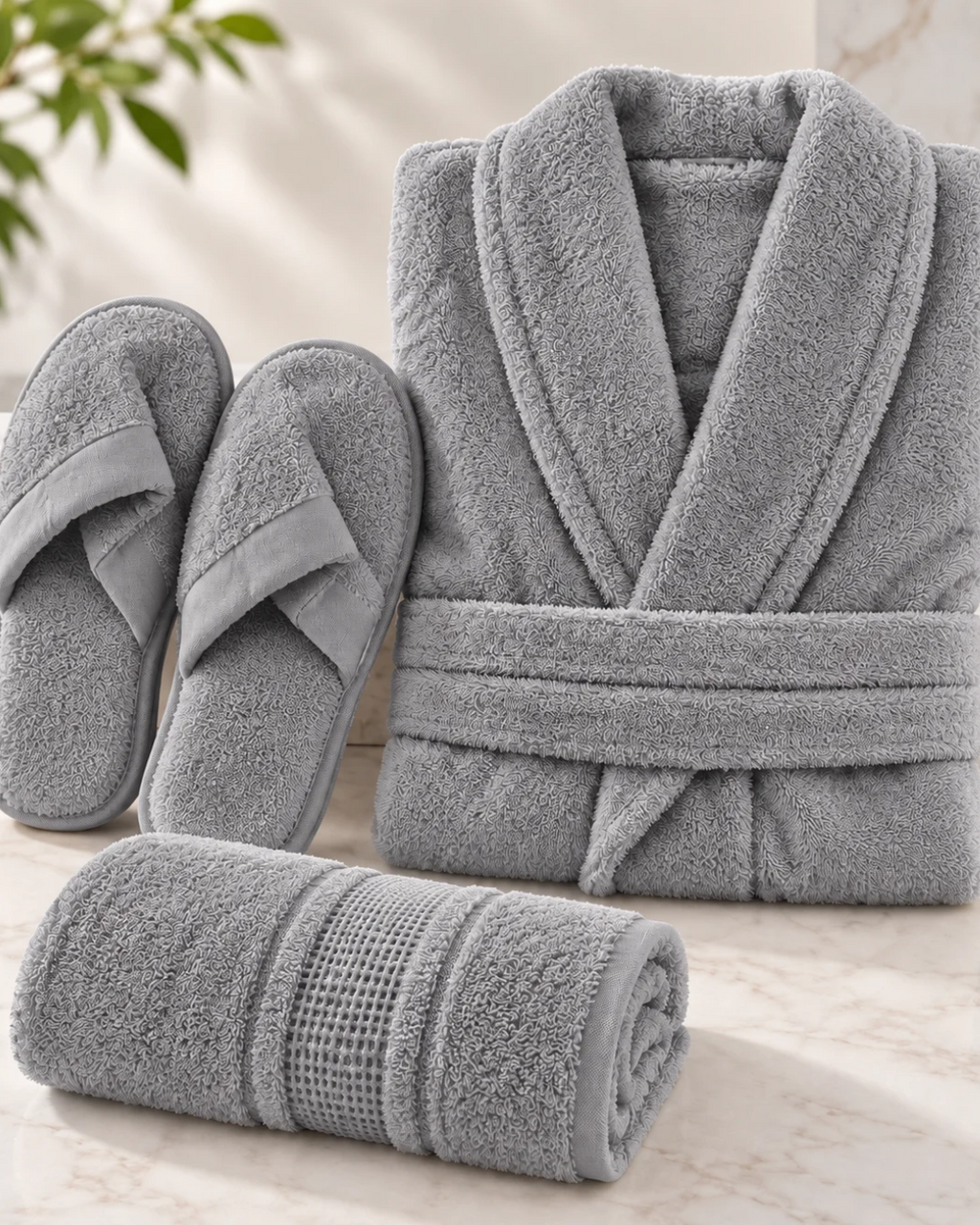 Özdilek Colourist Gri Kişisel Banyo Bornoz Seti (L Beden)