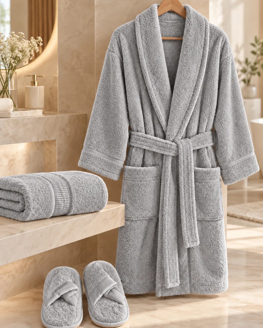 Özdilek Colourist Gri Kişisel Banyo Bornoz Seti (L Beden)