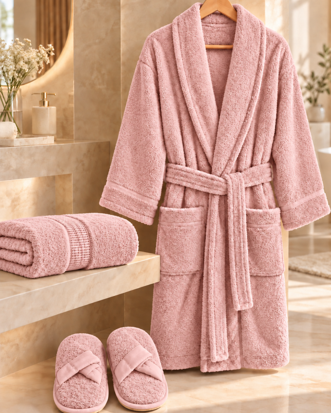 Özdilek Colourist somon Kişisel Banyo Bornoz Seti (L Beden)