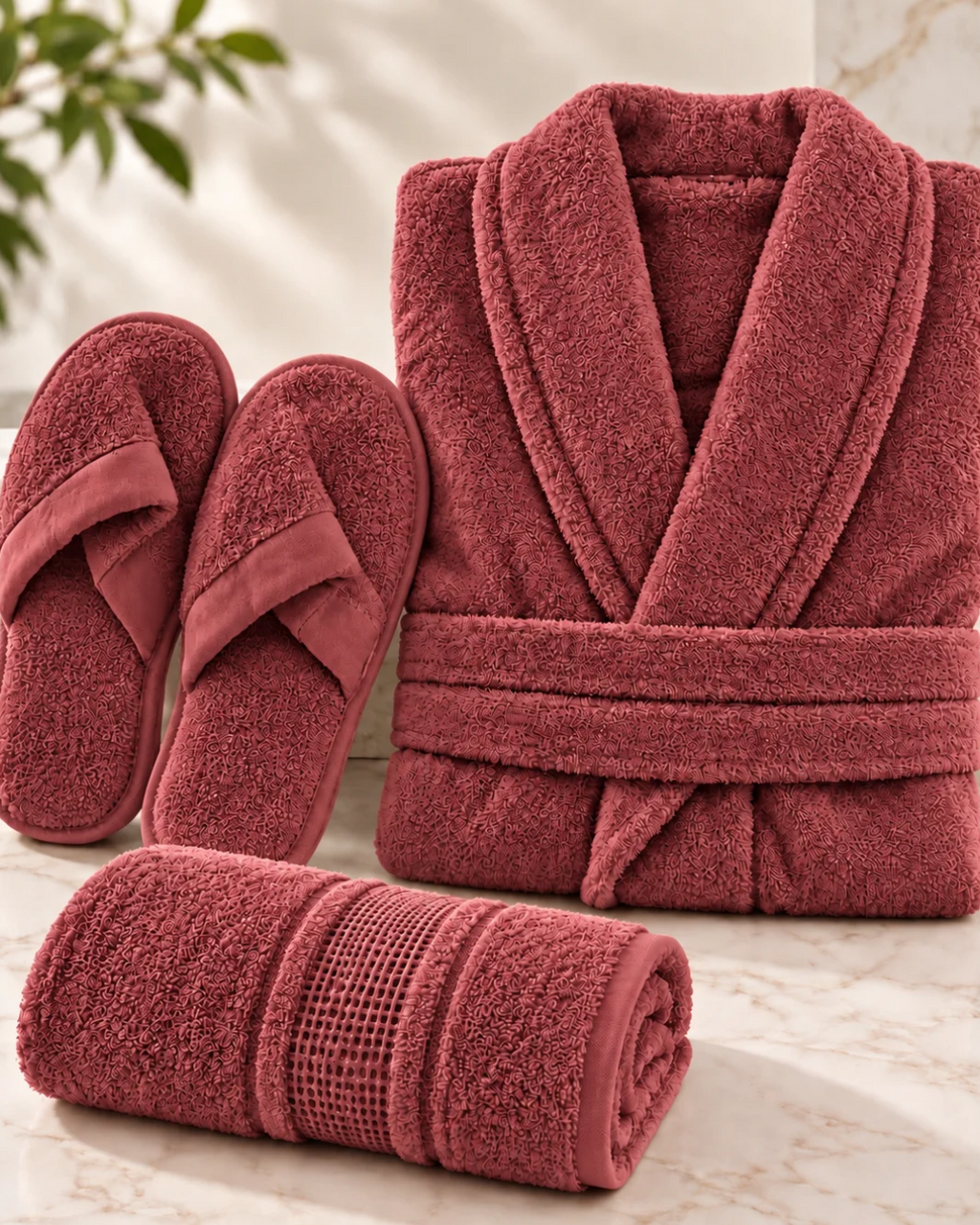 Özdilek Colourist Kırmızı Kişisel Banyo Bornoz Seti (L Beden)